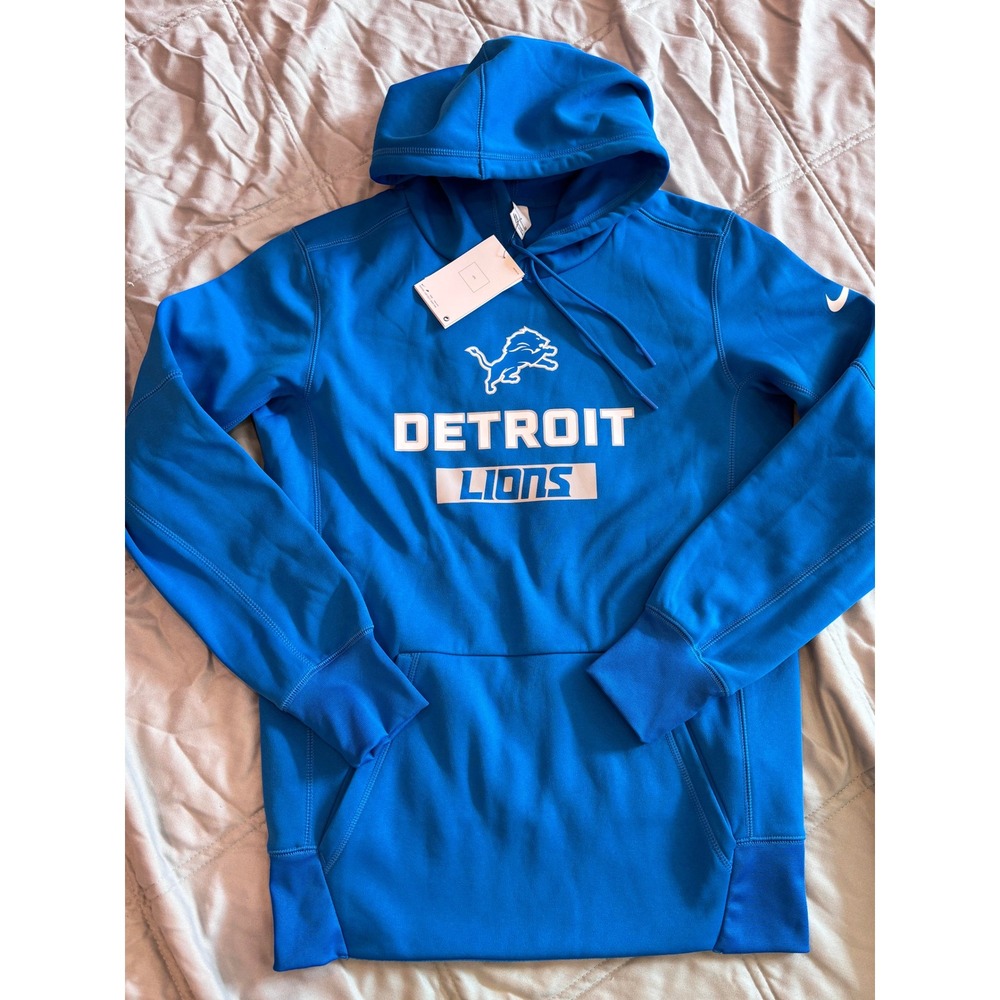 Nike Detroit Lions Mens Small Blue Therma-FIT NFL Hoodie Sweatshirt